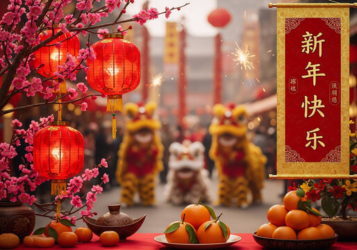 chinese new year lantern, Lunar New Year background 