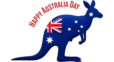 Happy australia day isolated kangaroo on transparent background