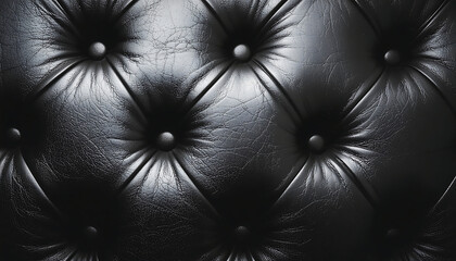 Genuine Black Leather Texture Background with Luxury Grain and Copy Space