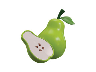 Pear icon 3d render concept of fresh fruits icon vector illustration