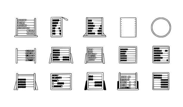 Educational abacus vector icon set colorful counting tool illustrations for web and apps