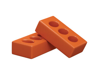 Red bricks icon 3d render concept of infographics and design games. Realistic vector on red brick icon vector illustration
