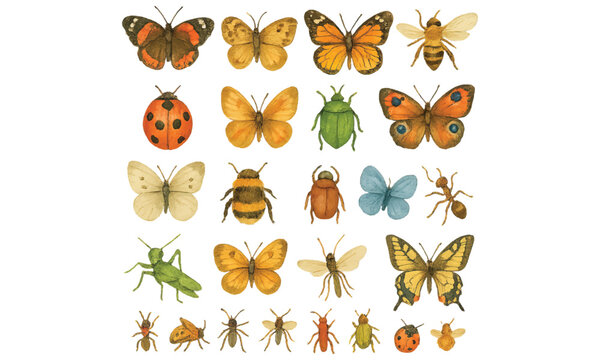 Vintage Insect Collection: Butterflies, Bees, Ladybugs for Nature & Design Projects