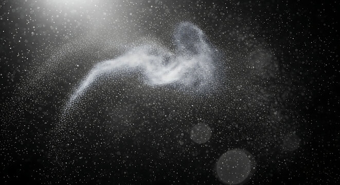 Splashing water droplets in high speed motion with dynamic light reflection black background