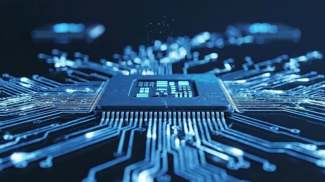 Close-up view of a high-tech computer processor chip