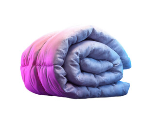 Futuristic Wireframe Quilt Rolled Up Against Black Background Neon Light