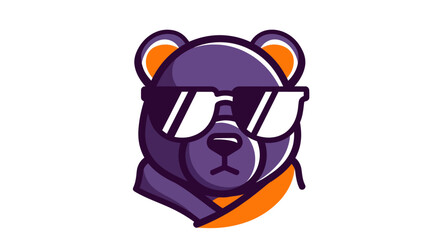 Obraz premium Stylized bear wearing sunglasses cartoon character isolated design