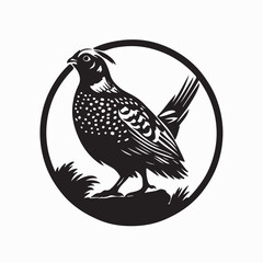 Fototapeta premium Ruffed Grouse Vector. Black and White Ruffed Grouse Logo Vector
