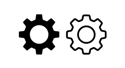 Obraz premium Two gear icons in black and white, signifying settings, configuration, engineering, and mechanical processes.
