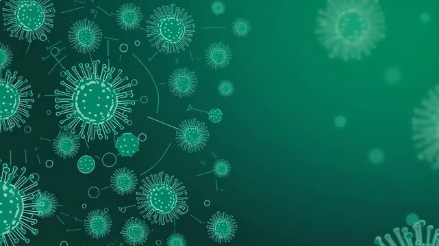 Nipah virus microscopic pathogen digital art illustration showing infection disease risk green