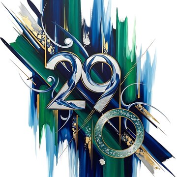 Abstract artwork featuring the number 290 in a vibrant artistic composition