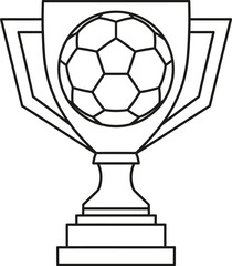 Soccer trophy line art icon, football championship award outline, sports tournament winner vector