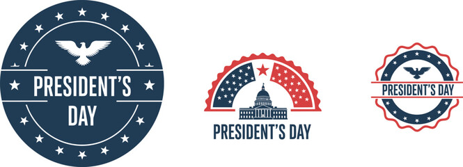 Naklejka premium President's Day Vector Badges and Emblems Collection with Patriotic American Symbols