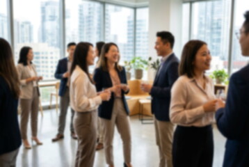 Fototapeta premium Blured group of professional asian business meeting and discussing and planning strategy .Teamwork concept