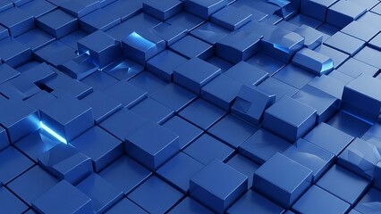 Fototapeta premium Abstract blue cubes in a modern digital 3 d pattern background