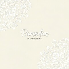 Obraz premium Elegant Ramadan Mubarak greeting with floral design elements
