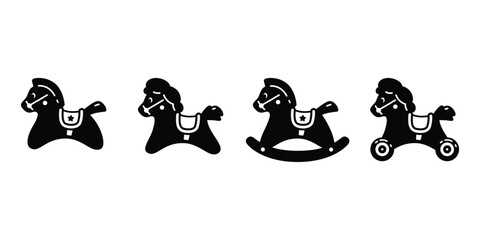 Obraz premium horse toy pony cartoon icon logo character vector symbol doodle kid vintage illustration design scarf isolated