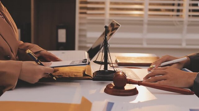 Lawyer explained to the client about the law that must be brought against the court case.