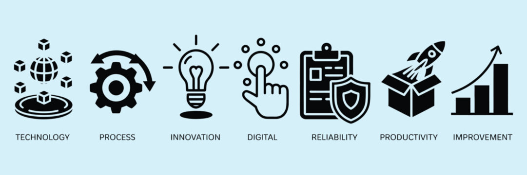 automation icon set vector illustration concept for robotic technology innovation featuring process digital reliability productivity improvement scalable line icons for industrial automation and smart