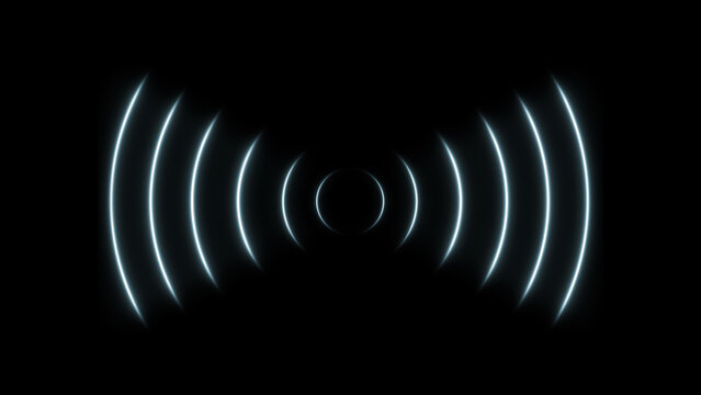 Radio waves seamless loop Isolated on black background