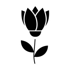 Obraz premium Black solid flower icon symbolizing nature and floral design.