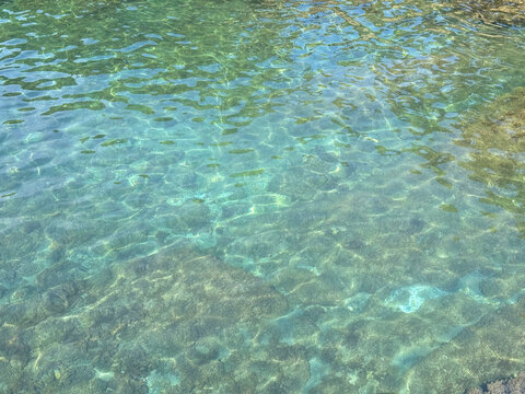 Clear green blue sea water surface.