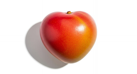Shiny heart-shaped mango on a bright background