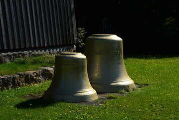 Obraz premium Bells at the Historical Georg Church in the Village Steinhorst, Lower Saxony