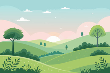 Obraz premium Calm Nature With Rolling Hills And Sof Professional Photo Ideal for Marketing
