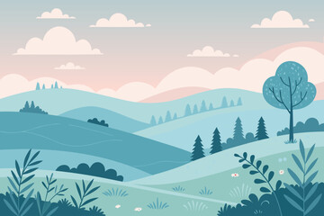 Obraz premium Beautiful Calm Nature With Rolling Hills High-Quality Stock Image