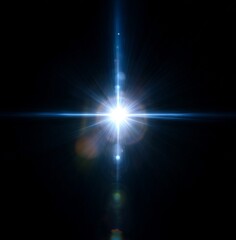 Fototapeta premium Stunning Lens flare and Light effect with Abstract light, a vibrant Blue light, and a Bright star burst on a dark background, perfect for cosmic and futuristic designs.