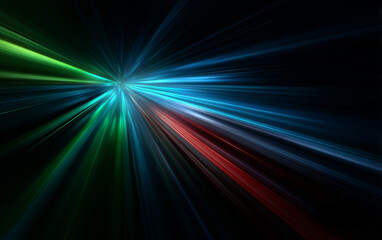 Vibrant light rays, abstract digital art with colorful beams, conveying speed and motion on a dark background, perfect for modern design.
