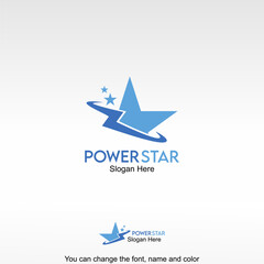 Power Star Logo Template Design Vector. A star with lightning, symbolizing excellence, achievement, and strong energy.