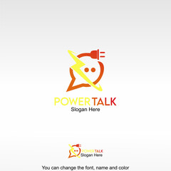 Power Talk Logo Template Design Vector. A lightning bolt with a speech symbol, representing fast and powerful communication