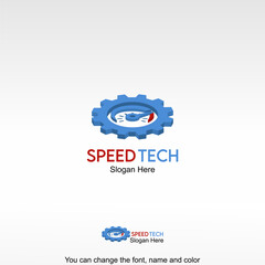 Speed Tech Logo Template Design Vector. A gear with speed effects, symbolizing high-speed technology and efficiency.