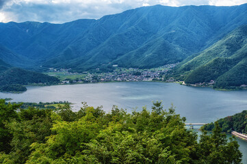 Fototapeta premium Scenery of Lake Kawaguchiko in Yamanashi Prefecture, Japan