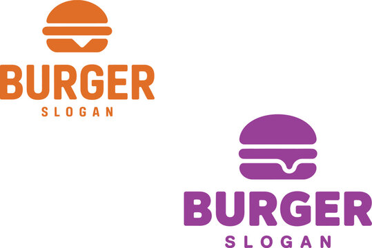 Colorful Burger Logos with Slogan Text Logo Vector Design Template for Business and Identity