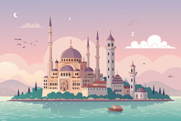Naklejka premium Floating City Island With Towers And Domes Paste Professional Photo Great for Commercial Projects