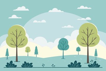 Crisp Minimal Countryside With Trees And Clo Professional Photo