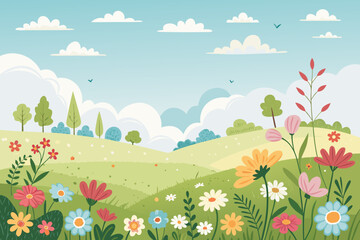 Peaceful Meadow With Flowers And Soft Premium Digital Asset Suitable for Design