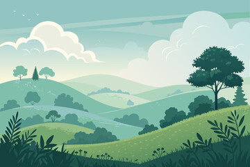 Obraz premium Serene Hill Landscape With Clouds And Premium Digital Asset Ideal for Marketing