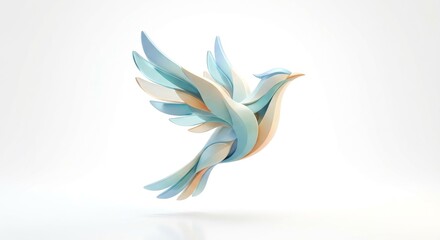 Obraz premium Abstract Futuristic Bird on White Background