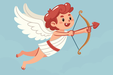 Showcasing Cupid Flying With Bow And Arrow Bold Stunning Professional Photo