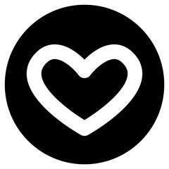 Heart Icon in Black Circle, Like Love Favorite Symbol, Minimal UI Vector