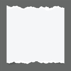 Obraz premium Torn White Paper Note with Tape on Gray Background, Ripped Paper Texture Frame