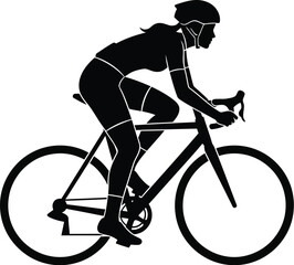 Obraz premium Cyclist riding a road bike in dynamic pose on transparent background silhouette