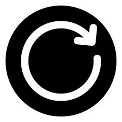 Refresh Reload Icon on Black Circle Background, Sync Update Symbol