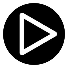 Play Button Icon on Black Circle Background, Media Control Symbol
