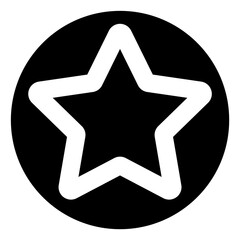 Star Outline Icon on Black Circle Background, Favorite Rating Symbol