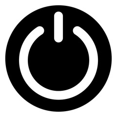 Power Button Icon on Black Circle Background, On Off Symbol